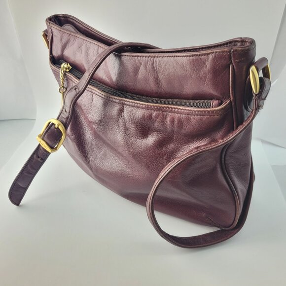 Vintage Etienne Aigner Burgundy Dark Red Leather Shoulder Bag Purse 11x7" - Picture 2 of 16